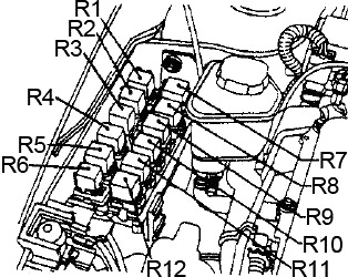 Nissan Sentra (1995-1999) - caja de fusibles y relés