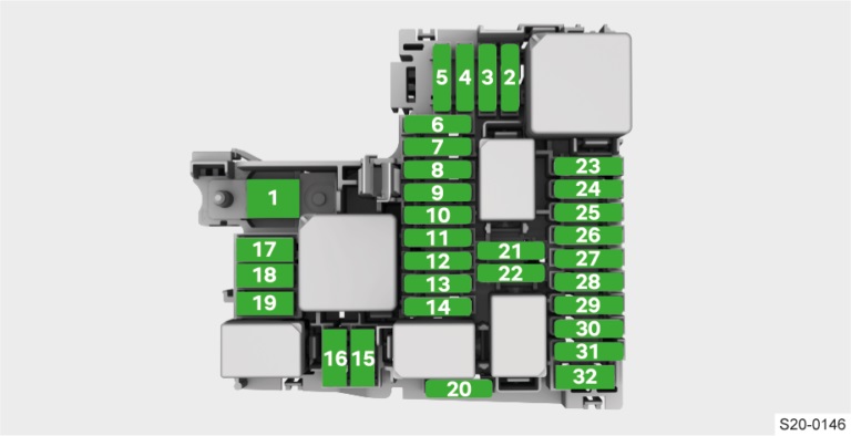 Skoda Enyaq iV (2021-2022) - caja de fusibles y relés