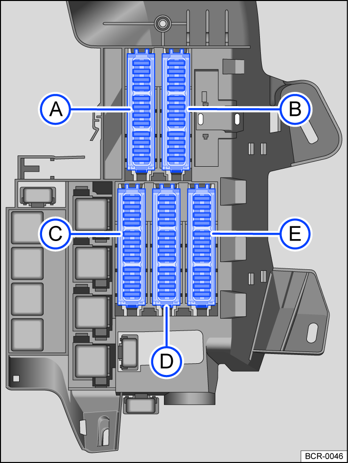 Volkswagen Touareg III (2018-2022) – caja de fusibles y relés